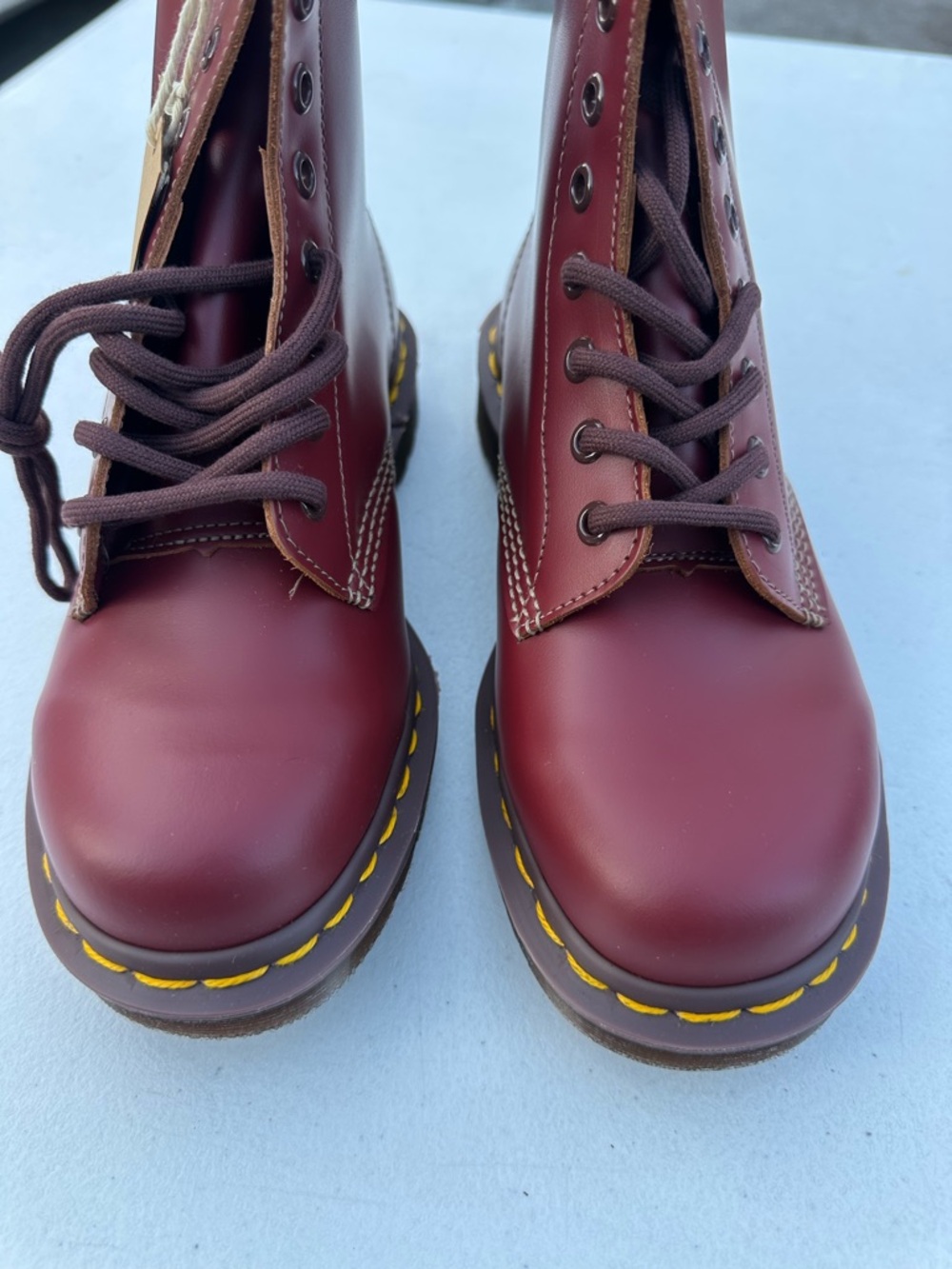 Dr. Martens Burgundy Leather Ankle Boots - Picture 2 of 12